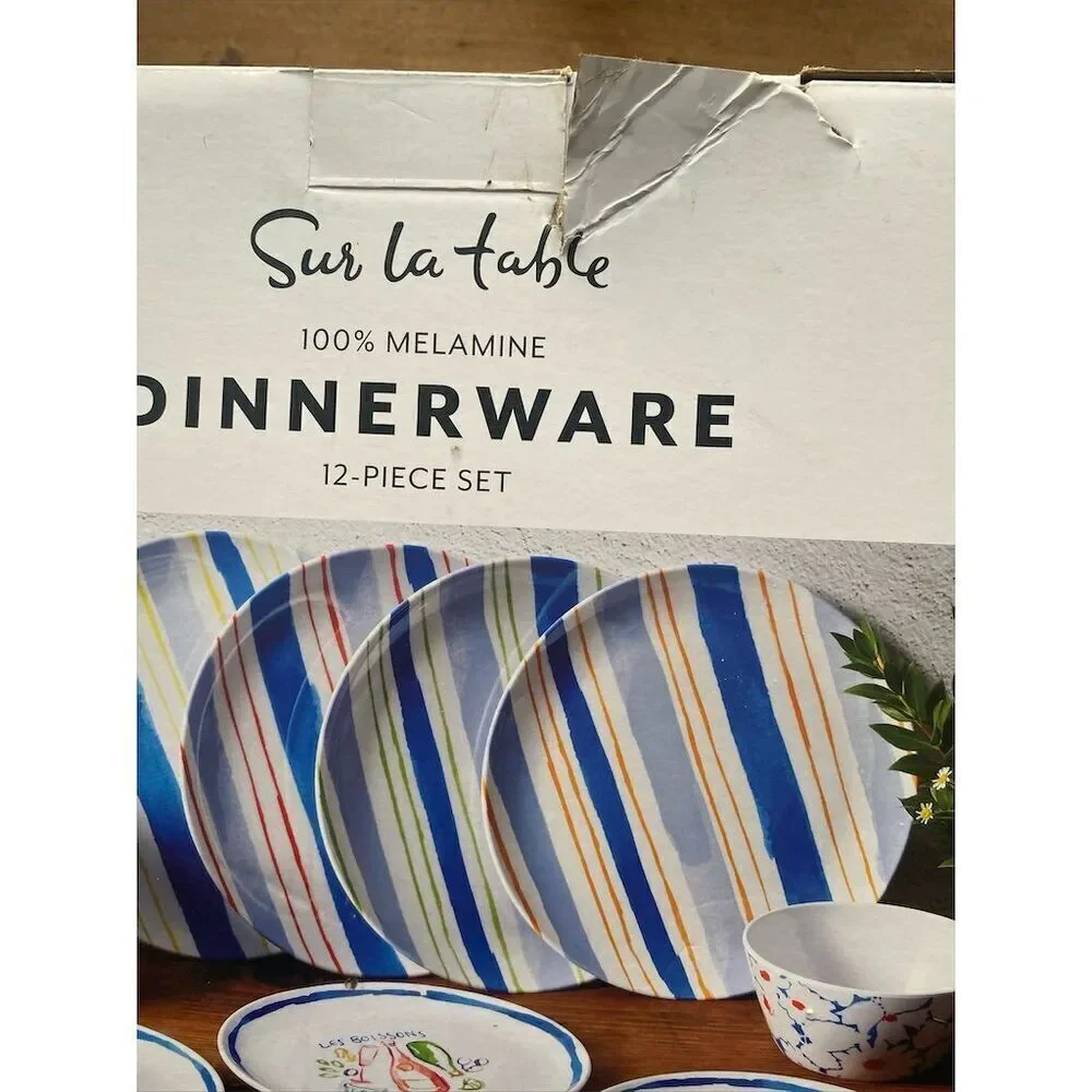 Sur La Table 12-Piece Multicolor Melamine Dinnerware Set 4 Place Settings